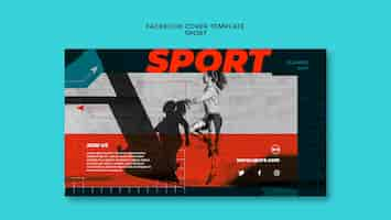 Gratis PSD platte ontwerp sportconcept facebook omslag