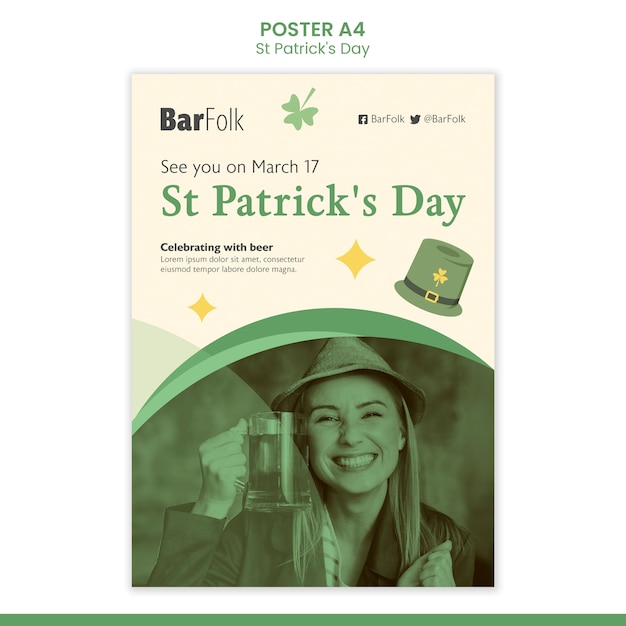 Gratis PSD platte ontwerp st. patrick's day-sjabloon