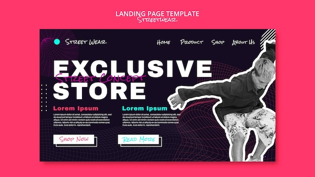 Gratis PSD platte ontwerp streetwear bestemmingspagina sjabloon