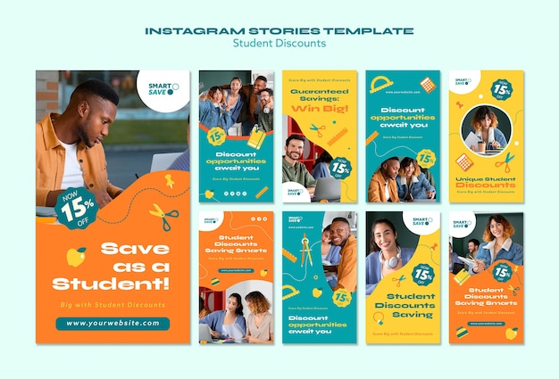 Gratis PSD platte ontwerp studentenkortingen instagramverhalen