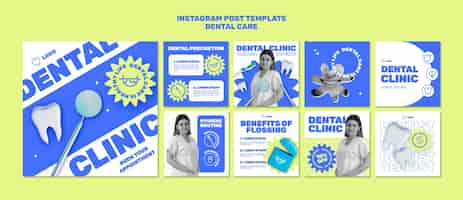 Gratis PSD platte ontwerp tandheelkundige zorg instagram-berichten