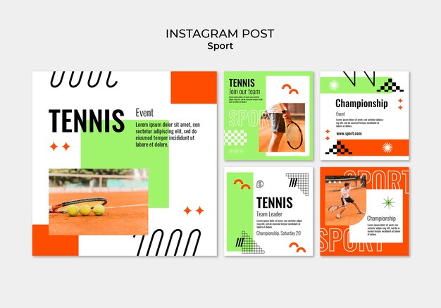 Gratis PSD platte ontwerp tennissjabloon