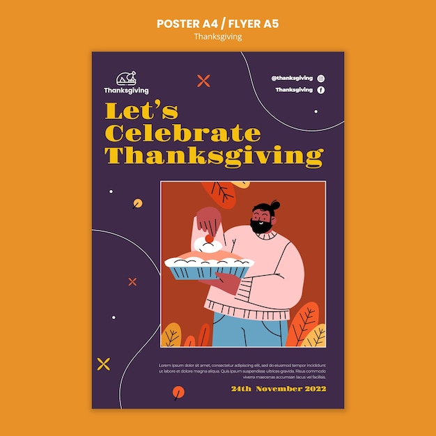 Gratis PSD platte ontwerp thanksgiving-sjabloon