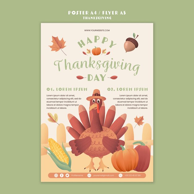 Platte ontwerp Thanksgiving-sjabloon