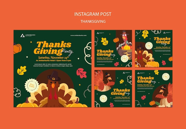 Gratis PSD platte ontwerp thanksgiving-sjabloon