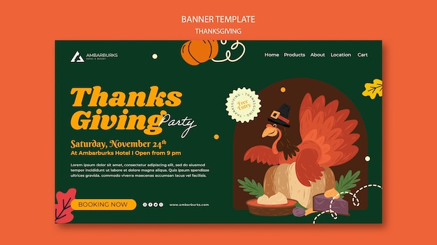 Gratis PSD platte ontwerp thanksgiving-sjabloon