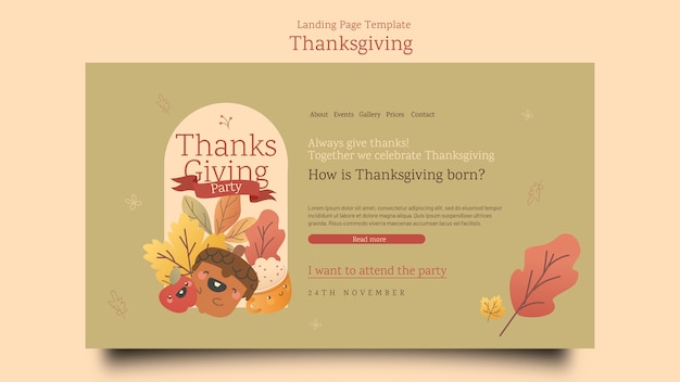 Gratis PSD platte ontwerp thanksgiving-sjabloon