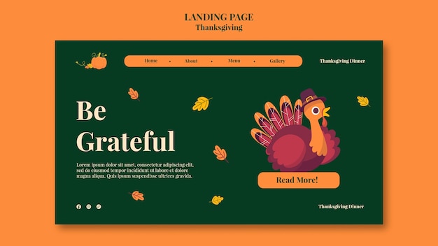 Gratis PSD platte ontwerp thanksgiving-sjabloon