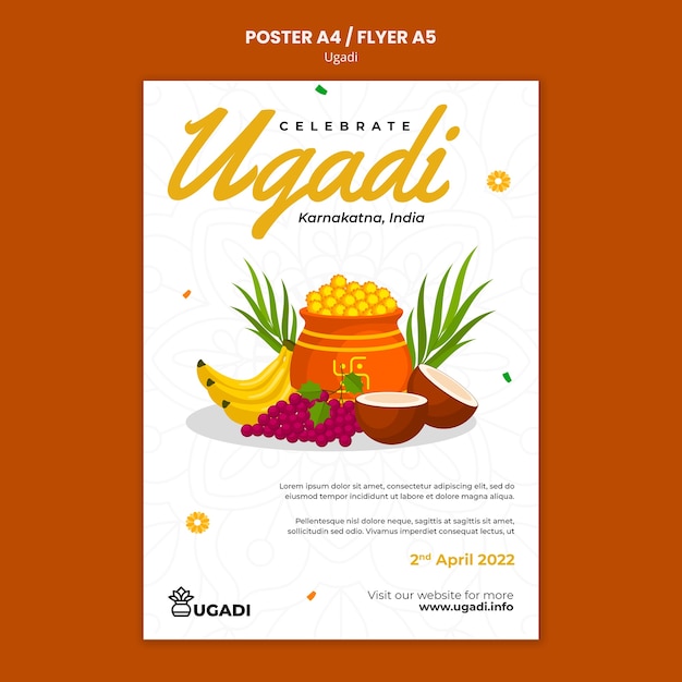 Platte ontwerp ugadi-sjabloon