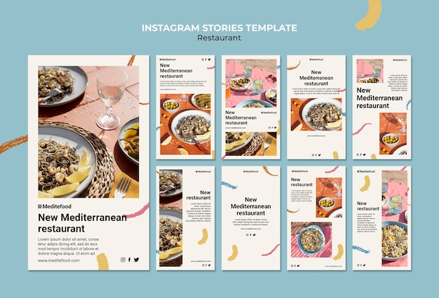 Platte ontwerp van restaurant instagram verhalensjabloon