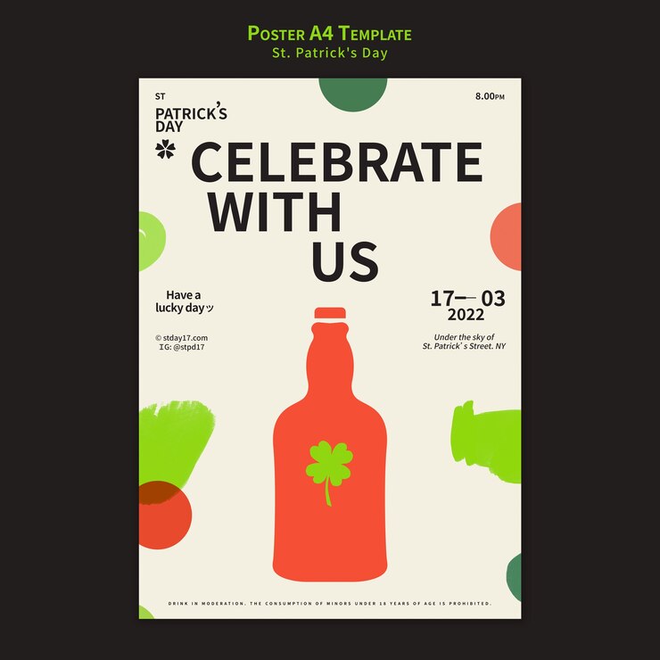 Gratis PSD platte ontwerp van saint patrick's day-sjabloon