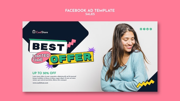 Platte ontwerp verkoop facebook advertentiesjabloon