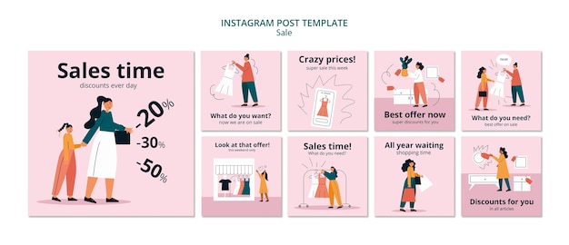 Gratis PSD platte ontwerp verkoop instagram-berichten