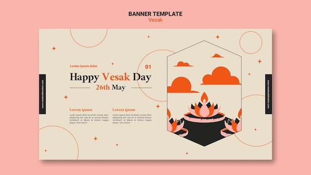 Gratis PSD platte ontwerp vesak-bannersjabloon