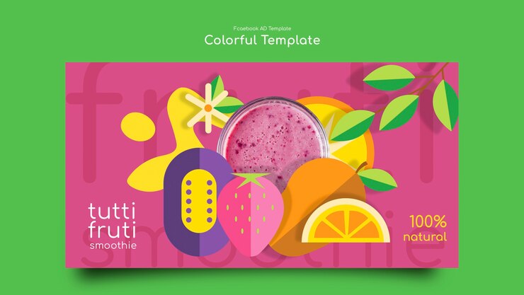 Gratis PSD platte ontwerp voedsel kleurrijke facebook sjabloon
