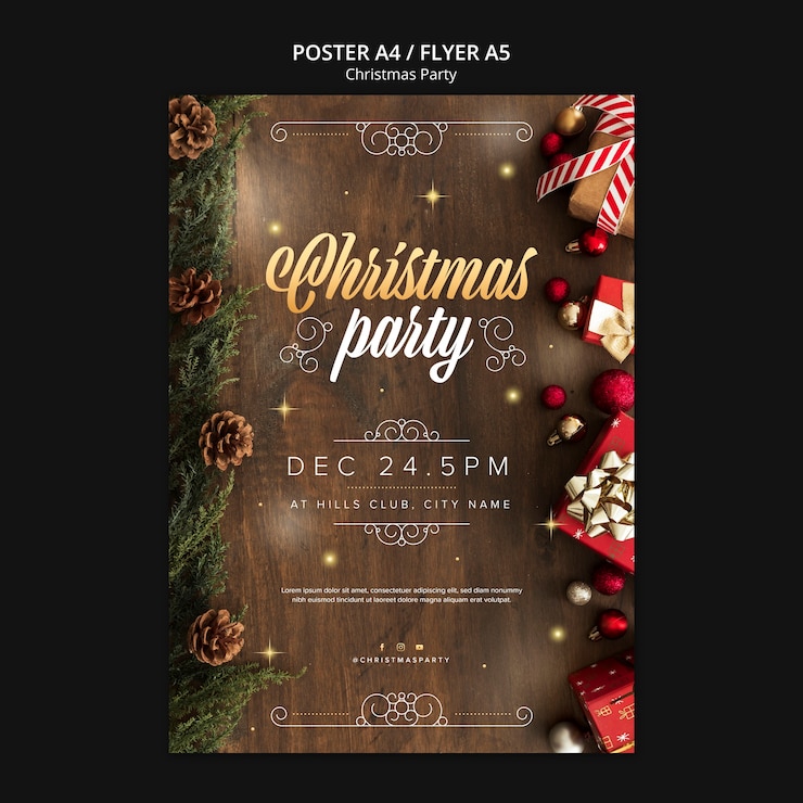 Gratis PSD platte ontwerp vrolijk kerstfeest sjabloon