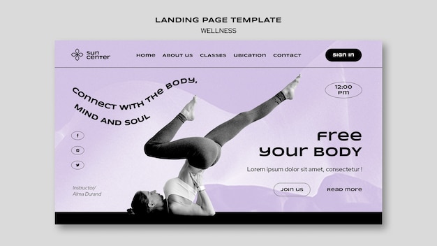 Gratis PSD platte ontwerp wellness yoga sjabloon