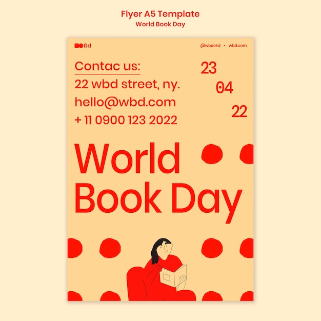 Gratis PSD platte ontwerp wereld boek dag poster sjabloon