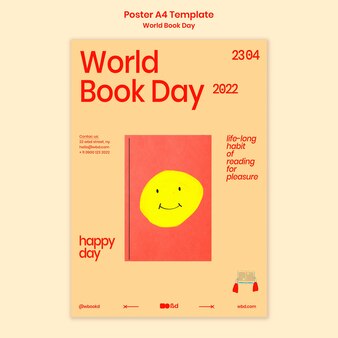 Platte ontwerp wereld boek dag poster sjabloon