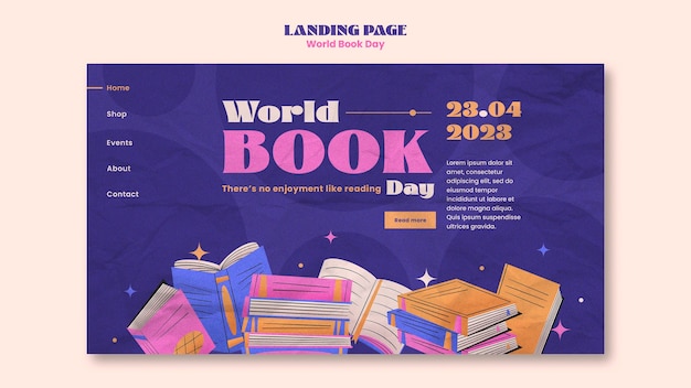 Gratis PSD platte ontwerp wereld boek dag sjabloon