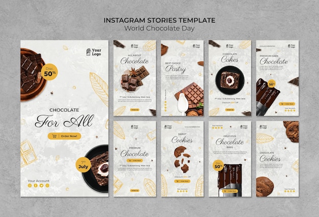 Gratis PSD platte ontwerp wereld chocolade dag sjabloon