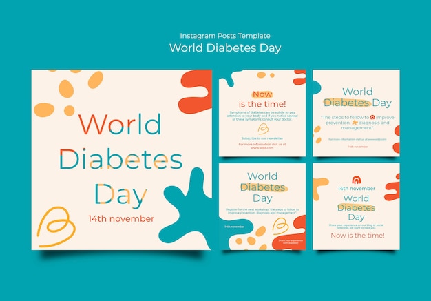 Gratis PSD platte ontwerp wereld diabetes dag sjabloon