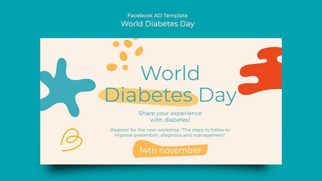 Gratis PSD platte ontwerp wereld diabetes dag sjabloon