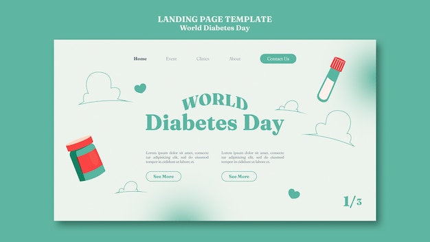 Gratis PSD platte ontwerp wereld diabetes dag sjabloon