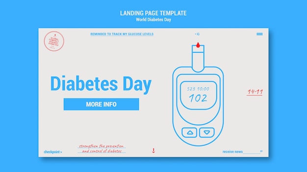 Gratis PSD platte ontwerp wereld diabetes dag sjabloon