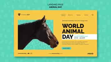 Gratis PSD platte ontwerp wereld dierendag bestemmingspagina sjabloon