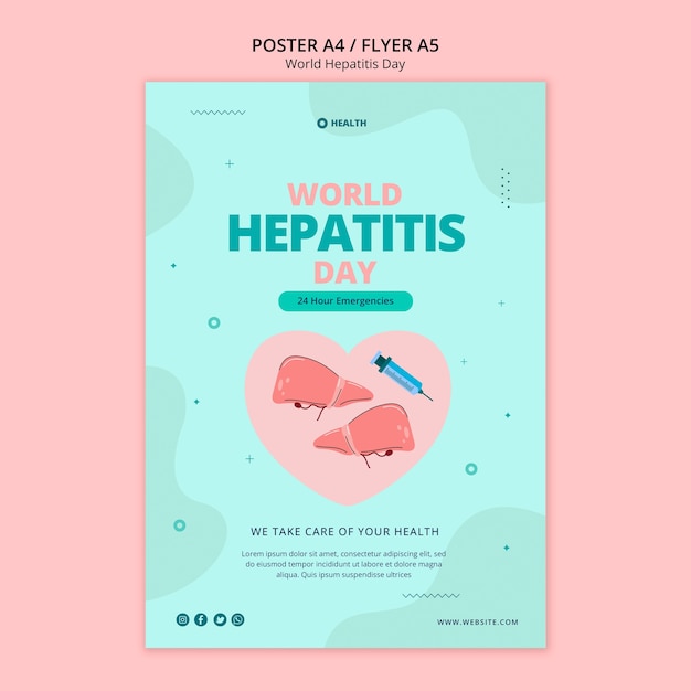 Gratis PSD platte ontwerp wereld hepatitis dag folder sjabloon