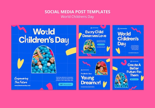 Gratis PSD platte ontwerp wereld kinderdag viering instagram berichten