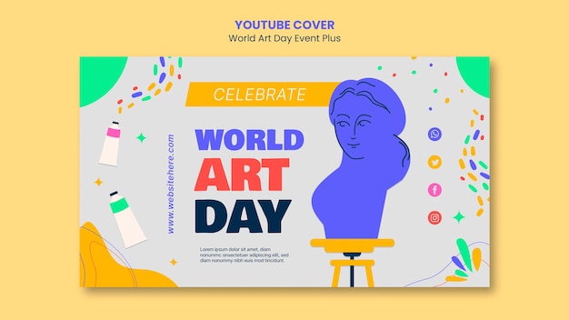 Gratis PSD platte ontwerp wereld kunst dag sjabloon