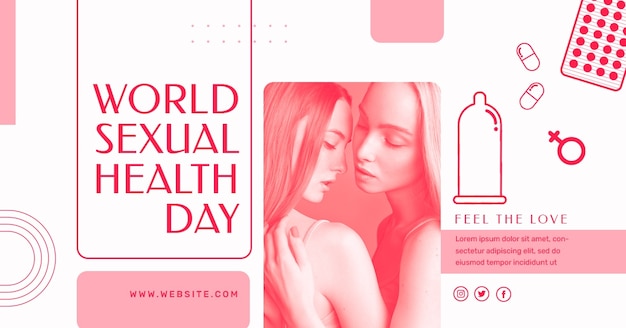 Gratis PSD platte ontwerp wereld seksuele gezondheid dag banner