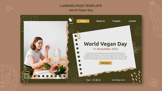 Gratis PSD platte ontwerp wereld veganistisch dagsjabloon