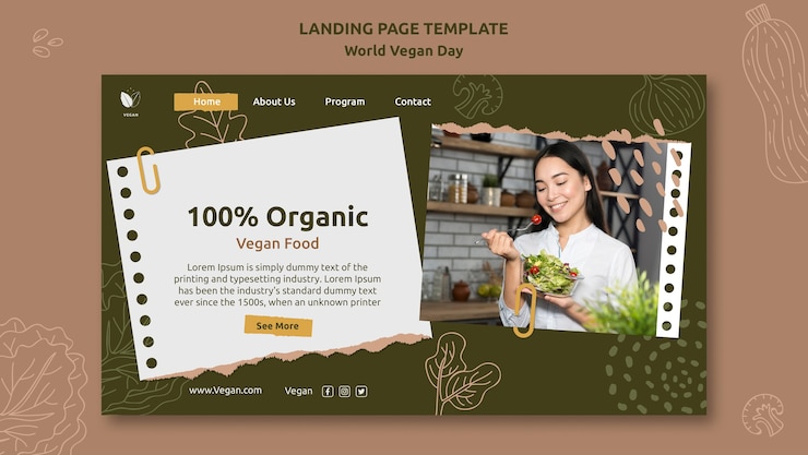Gratis PSD platte ontwerp wereld veganistisch dagsjabloon