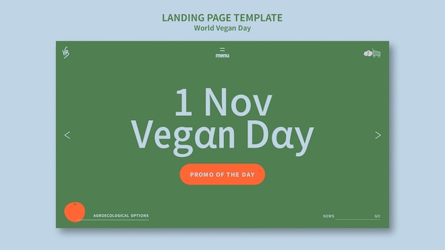 Gratis PSD platte ontwerp wereld veganistisch dagsjabloon