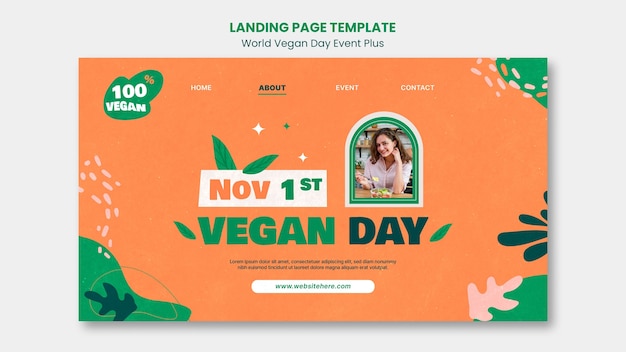 Gratis PSD platte ontwerp wereld veganistisch dagsjabloon