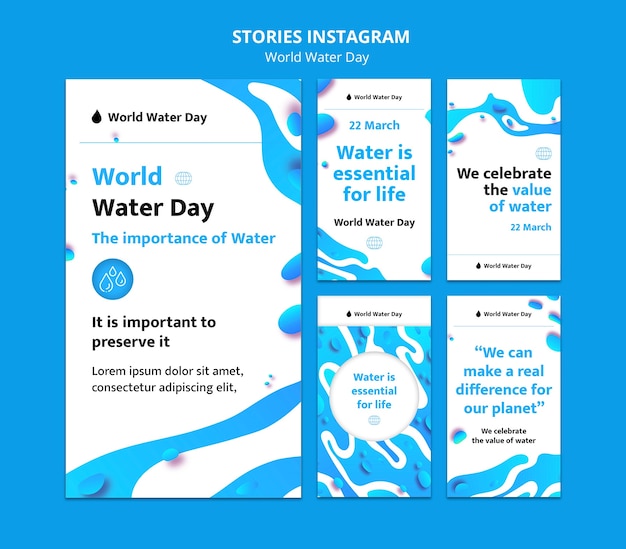 Gratis PSD platte ontwerp wereld water dag sjabloon