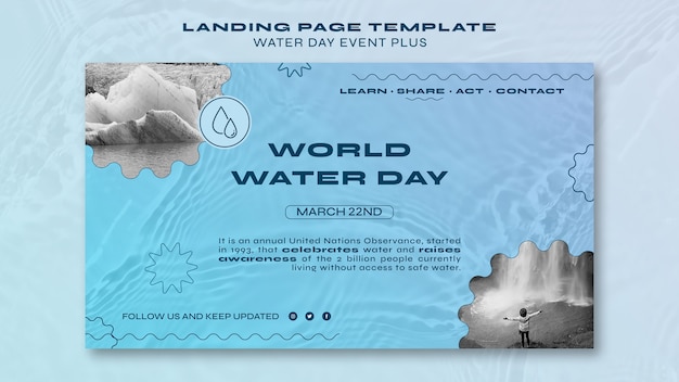 Gratis PSD platte ontwerp wereld water dag sjabloon