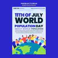 Gratis PSD platte ontwerp wereldbevolking dag poster sjabloon