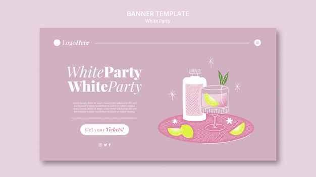 Gratis PSD platte ontwerp witte feestsjabloon