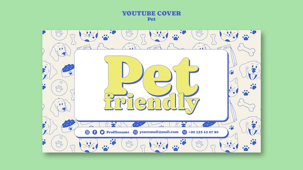 Platte ontwerp youtube-omslag voor dierenverzorging