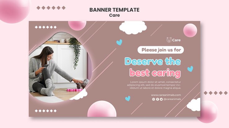 Gratis PSD platte ontwerp zorgsjabloon van banner