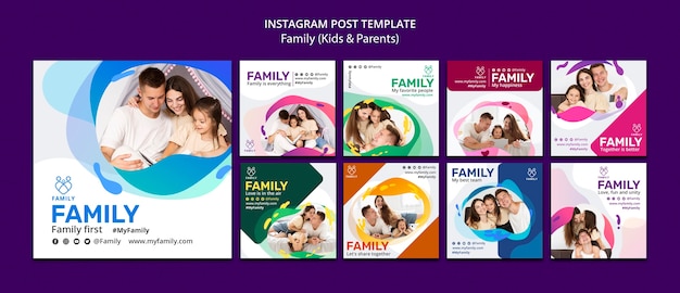 Gratis PSD platte ontwerpfamiliesjabloon