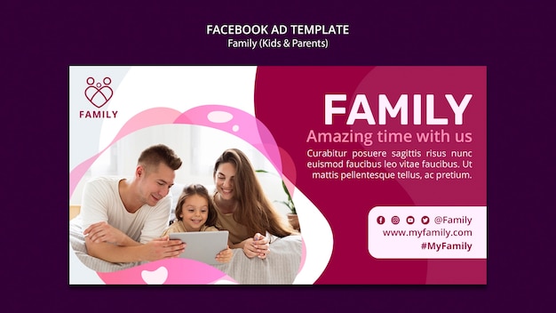 Gratis PSD platte ontwerpfamiliesjabloon