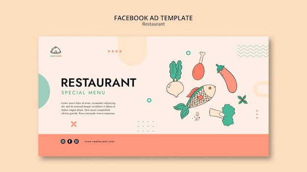 Gratis PSD platte ontwerpsjabloon voor aziatische restaurants