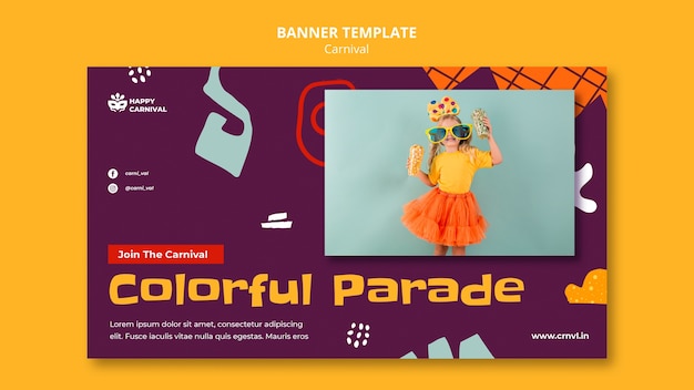 Gratis PSD platte ontwerpsjabloon voor carnavalsbanner