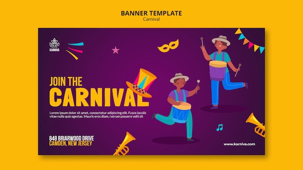 Platte ontwerpsjabloon voor carnavalsbanner