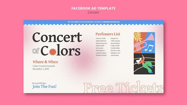 Gratis PSD platte ontwerpsjabloon voor concert